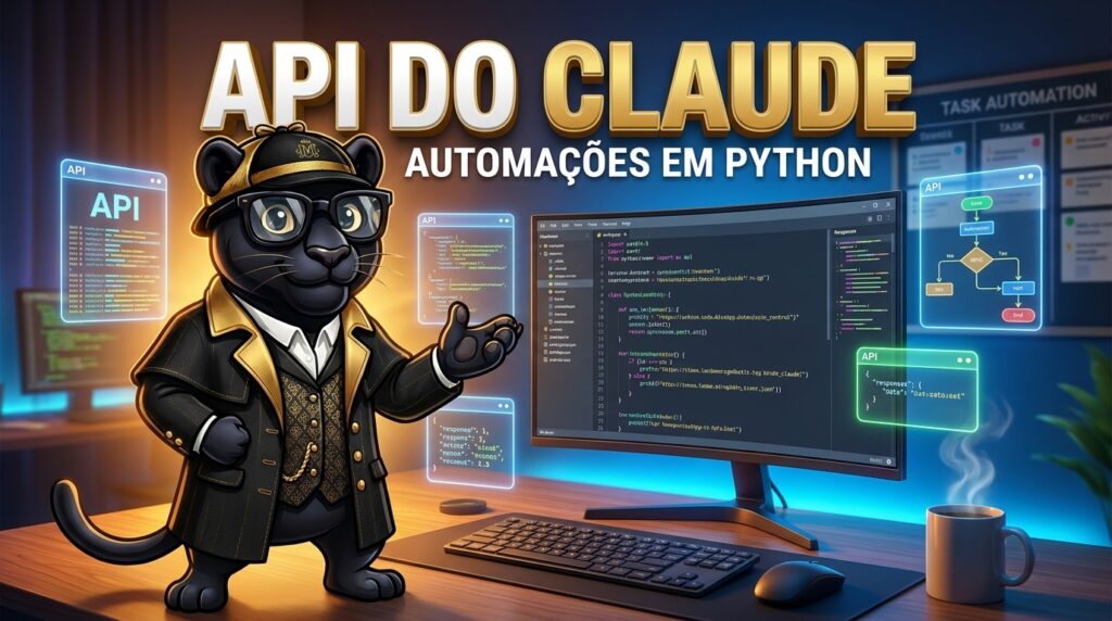 Ilustração de automação em Python conectada à API do Claude para tarefas com LLMs